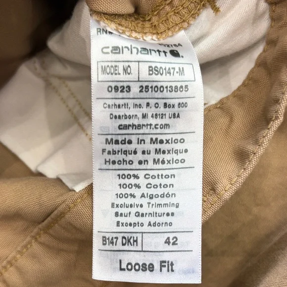 Carhartt Men’s Khaki/Tan Cargo Work Shorts,Size 42 ,Loose Fit Canvas - Picture 17 of 17